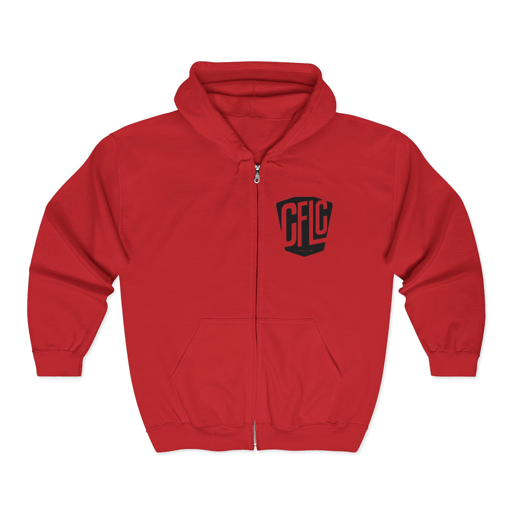 CFLC - Red Unisex Full Zip Hooded Sweatshirt, Perfect for Everyday Comfort